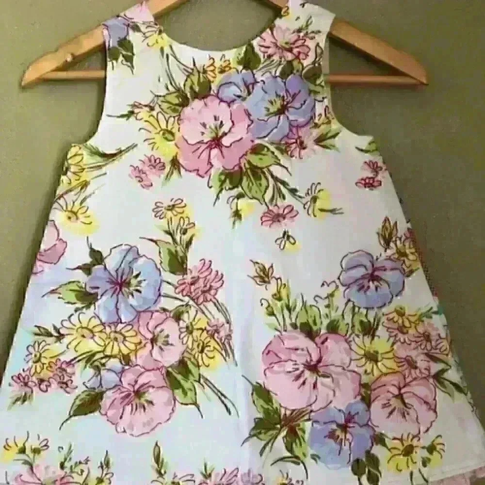 Patchwork pinafore a-line girl dress 3-4 - Picture 6 of 7